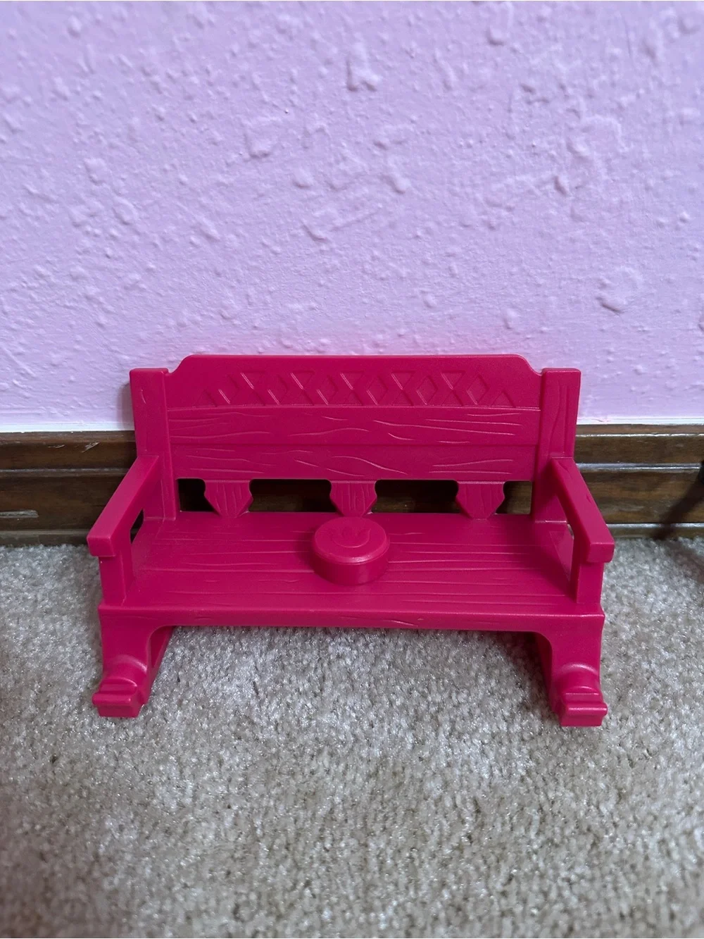 Unbranded Pink Dollhouse Bench Miniature Furniture Accessory Replacement Part